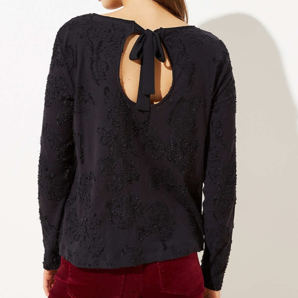 LOFT clip dot bow back top